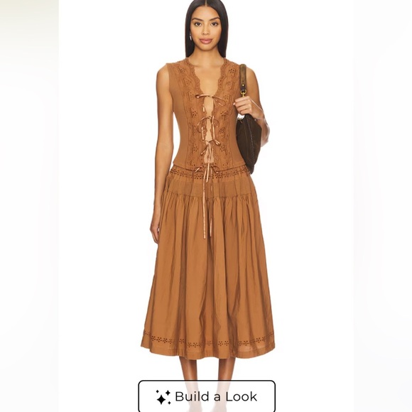 Free people Gesibelle in Macadamia Brown skirt set A line Medium NWT - Picture 6 of 16
